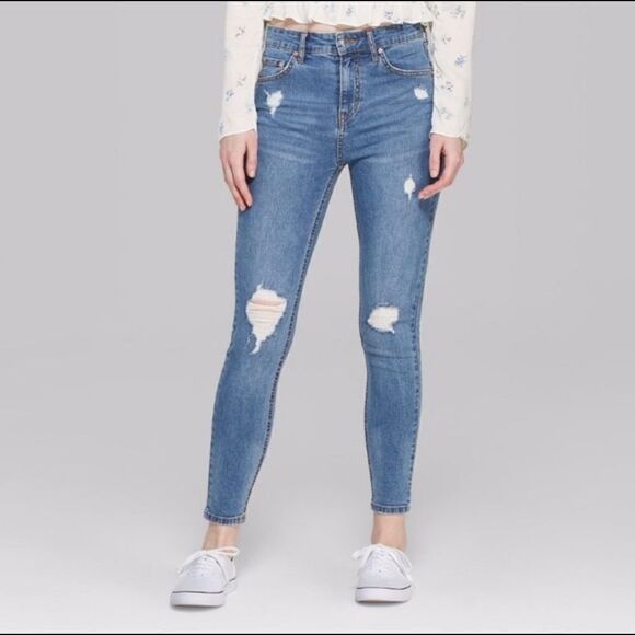 2/$30 WILD FABLE High Rise Skinny Distressed Jeans - Picture 1 of 8